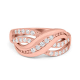 Infinity Ring Crisscross Eternity Simulated Cubic Zirconia 925 Sterling Silver