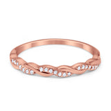 Half Eternity Infinity Twisted Band Rings Simulated CZ 925 Sterling Silver