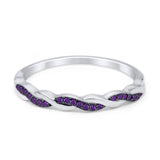 Half Eternity Infinity Twisted Band Rings Simulated CZ 925 Sterling Silver
