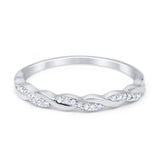 Half Eternity Infinity Twisted Band Rings Simulated CZ 925 Sterling Silver
