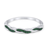 Half Eternity Infinity Twisted Band Rings Simulated CZ 925 Sterling Silver