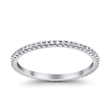 Full Eternity Stackable Wedding Ring Pave Round Simulated CZ 925 Sterling Silver