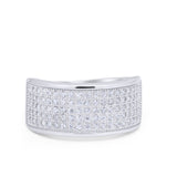 Half Eternity Wedding Rings Band 6 Row Pave Simulated CZ 925 Sterling Silver