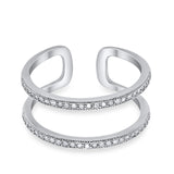Double Band Row Round Simulated CZ 925 Sterling Silver Eternity Ring