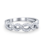 Crisscross Twisted Eternity Wedding Ring Simulated CZ 925 Sterling Silver