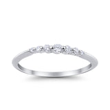 Thin Half Eternity Wedding Band Ring Round Simulated CZ 925 Sterling Silver