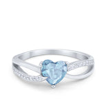 Engagement Heart Promise Ring Simulated Cubic Zirconia 925 Sterling Silver