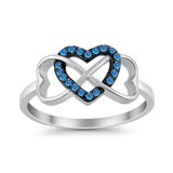 Infinity Heart Promise Eternity Ring Simulated CZ 925 Sterling Silver