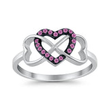 Infinity Heart Promise Eternity Ring Simulated CZ 925 Sterling Silver