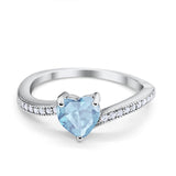 Heart Promise Ring Simulated Round Cubic Zirconia 925 Sterling Silver