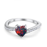 Heart Promise Ring Simulated Round Cubic Zirconia 925 Sterling Silver