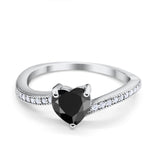 Heart Promise Ring Simulated Round Cubic Zirconia 925 Sterling Silver