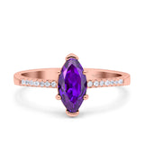 Marquise Solitaire Accent Dazzling Wedding Engagement Ring Round Simulated Cubic Zirconia 925 Sterling Silver