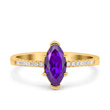 Marquise Solitaire Accent Dazzling Wedding Engagement Ring Round Simulated Cubic Zirconia 925 Sterling Silver