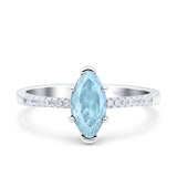Marquise Solitaire Accent Dazzling Wedding Engagement Ring Round Simulated Cubic Zirconia 925 Sterling Silver