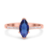 Marquise Solitaire Accent Dazzling Wedding Engagement Ring Round Simulated Cubic Zirconia 925 Sterling Silver