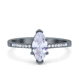 Marquise Solitaire Accent Dazzling Wedding Engagement Ring Round Simulated Cubic Zirconia 925 Sterling Silver