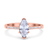 Marquise Solitaire Accent Dazzling Wedding Engagement Ring Round Simulated Cubic Zirconia 925 Sterling Silver