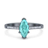 Marquise Solitaire Accent Dazzling Wedding Engagement Ring Round Simulated Cubic Zirconia 925 Sterling Silver