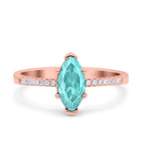 Marquise Solitaire Accent Dazzling Wedding Engagement Ring Round Simulated Cubic Zirconia 925 Sterling Silver