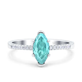 Marquise Solitaire Accent Dazzling Wedding Engagement Ring Round Simulated Cubic Zirconia 925 Sterling Silver