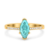 Marquise Solitaire Accent Dazzling Wedding Engagement Ring Round Simulated Cubic Zirconia 925 Sterling Silver
