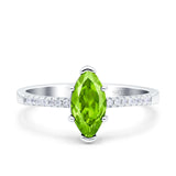 Marquise Solitaire Accent Dazzling Wedding Engagement Ring Round Simulated Cubic Zirconia 925 Sterling Silver