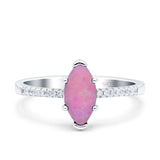 Marquise Solitaire Accent Dazzling Wedding Engagement Ring Round Simulated Cubic Zirconia 925 Sterling Silver