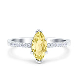 Marquise Solitaire Accent Dazzling Wedding Engagement Ring Round Simulated Cubic Zirconia 925 Sterling Silver