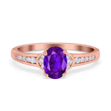 Engagement Ring Oval Simulated Cubic Zirconia Accent 925 Sterling Silver