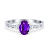 Engagement Ring Oval Simulated Cubic Zirconia Accent 925 Sterling Silver
