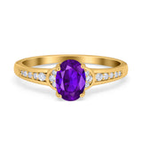 Engagement Ring Oval Simulated Cubic Zirconia Accent 925 Sterling Silver
