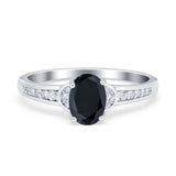 Engagement Ring Oval Simulated Cubic Zirconia Accent 925 Sterling Silver