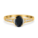 Engagement Ring Oval Simulated Cubic Zirconia Accent 925 Sterling Silver
