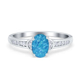 Engagement Ring Oval Simulated Cubic Zirconia Accent 925 Sterling Silver