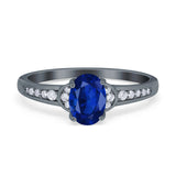 Engagement Ring Oval Simulated Cubic Zirconia Accent 925 Sterling Silver