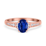 Engagement Ring Oval Simulated Cubic Zirconia Accent 925 Sterling Silver