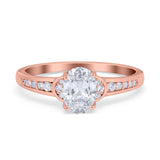 Engagement Ring Oval Simulated Cubic Zirconia Accent 925 Sterling Silver