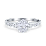Engagement Ring Oval Simulated Cubic Zirconia Accent 925 Sterling Silver