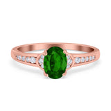 Engagement Ring Oval Simulated Cubic Zirconia Accent 925 Sterling Silver