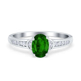 Engagement Ring Oval Simulated Cubic Zirconia Accent 925 Sterling Silver