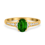 Engagement Ring Oval Simulated Cubic Zirconia Accent 925 Sterling Silver