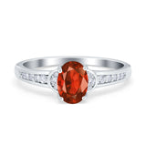 Engagement Ring Oval Simulated Cubic Zirconia Accent 925 Sterling Silver