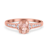 Engagement Ring Oval Simulated Cubic Zirconia Accent 925 Sterling Silver