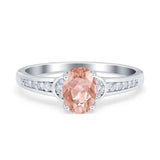 Engagement Ring Oval Simulated Cubic Zirconia Accent 925 Sterling Silver