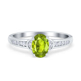 Engagement Ring Oval Simulated Cubic Zirconia Accent 925 Sterling Silver