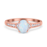 Engagement Ring Oval Simulated Cubic Zirconia Accent 925 Sterling Silver