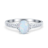 Engagement Ring Oval Simulated Cubic Zirconia Accent 925 Sterling Silver