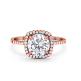Halo Wedding Engagement Ring Round Simulated Cubic Zirconia 925 Sterling Silver