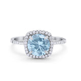 Halo Wedding Engagement Ring Round Simulated Cubic Zirconia 925 Sterling Silver